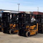 Forklifts in a Lot