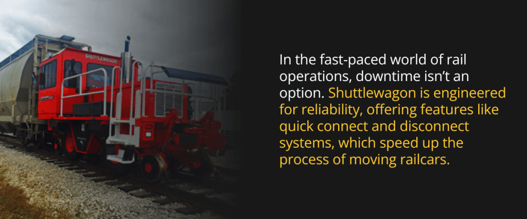 In the fast-paced world of rail operations, downtime isn’t an option. Shuttlewagon is engineered for reliability, offering features like quick connect and disconnect systems, which speed up the pr