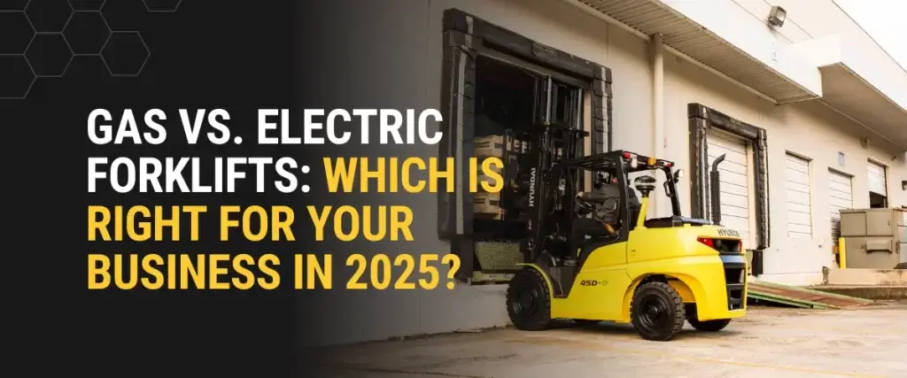 Forklift loading cargo into warehouse highlighting gas vs. electric forklifts for businesses in 2025 | Thompson Lift Truck