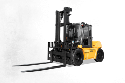 Hyundai diesel forklift on gradient background