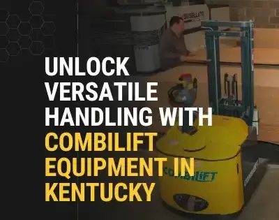 Combilift equipment in Kentucky shown with a COMBI-CS forklift handling wood panels inside a warehouse, provided by Thompson Lift Truck.