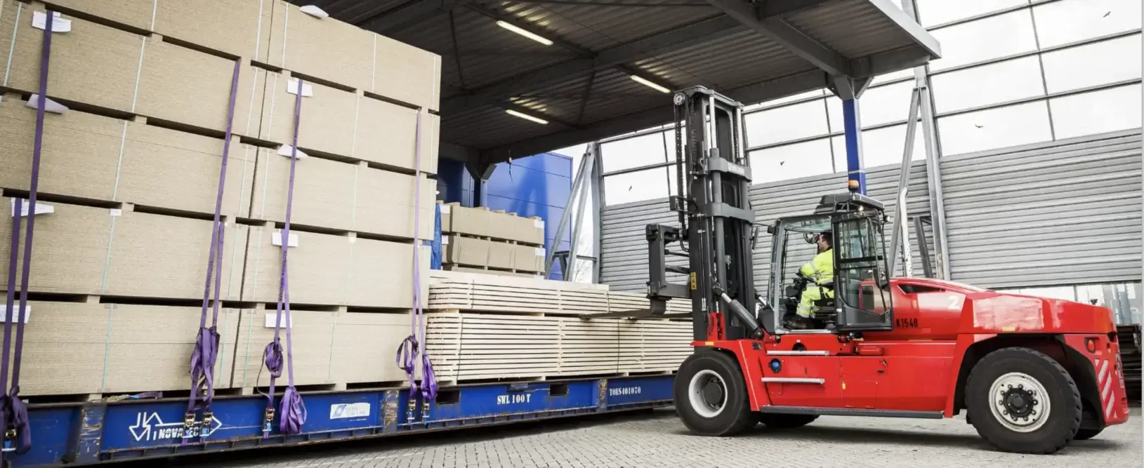 Used Material Handling Forklift at thompson lift truck Loading Palletized Lumber | Thompson Lift Truck
