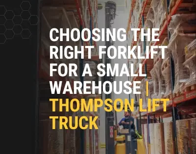 Mobile image for forklift for small warehouse guide by Thompson Lift Truck, Combilift reach truck in aisle.