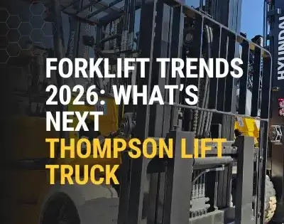 Forklift trends 2026 image showcasing Hyundai forklifts prepared for use at Thompson Lift Truck