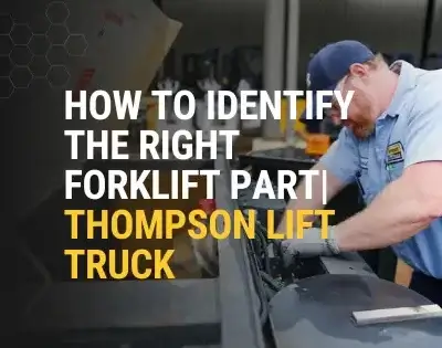 Technician identifying the right forklift part with Thompson Lift Truck using serial number and model details