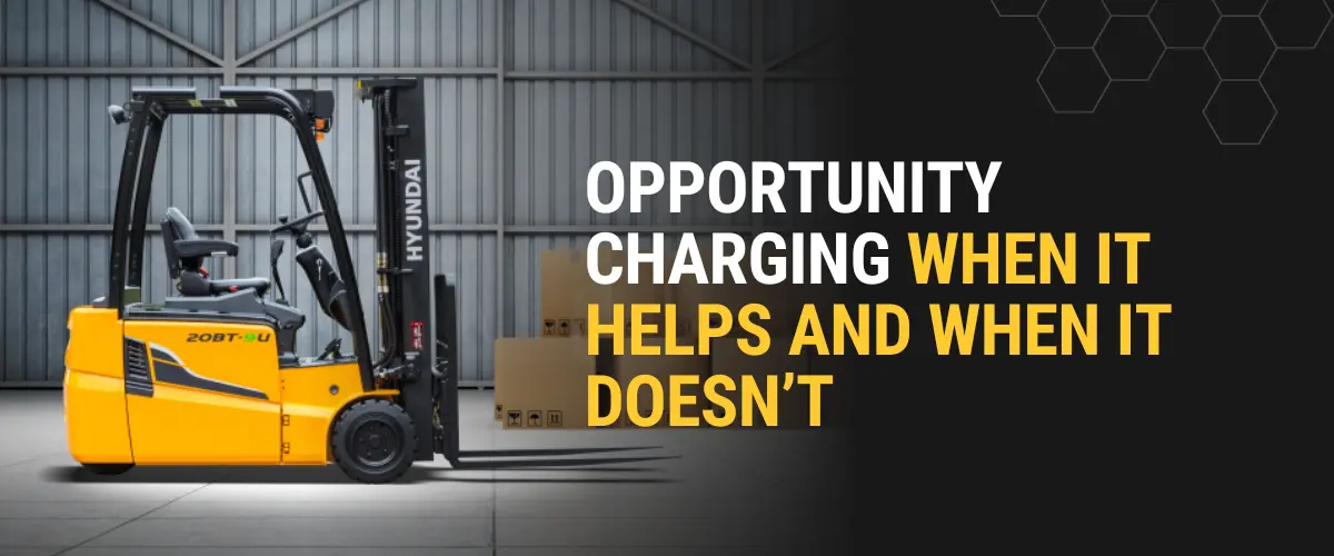 Thompson Lift Truck guide to forklift opportunity charging and electric forklift charging strategy